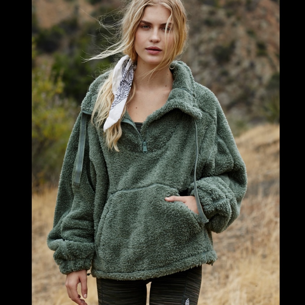 Free People Faux shearling 1/4 zip